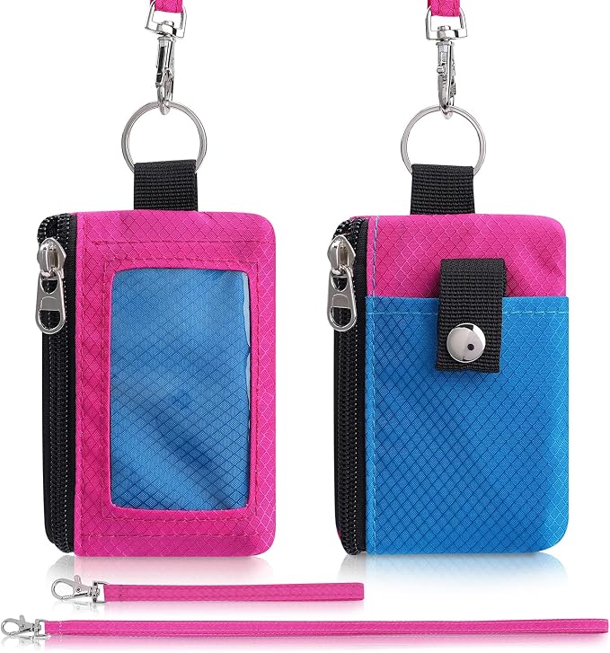 Artpaxy Minimalist Wallet For Mens Womens, Keychain RFID Blocking Zipper Small Wallet with ID Window 2 Lanyards,Water Resistant Travel Cash Card Coin Case Boys Girls - Image 7