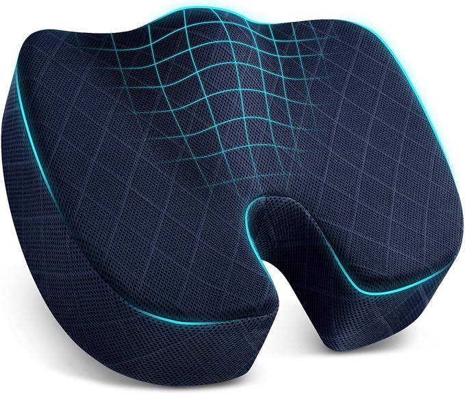 Seat Cushion, Memory Foam Office Chair Cushion - Blue, XXX-Large | for Car Seat, Airplane, Desk Chair - Sciatica & Hip & Coccyx Pain Relief Cushion for Long Sitting Office Workers, Car Drivers by TushGuardSeatCushonsPillows