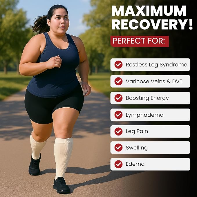 BAMS Plus Size Compression Socks Wide Calf XL XXL XXXL – Graduated Knee-High Support, Viscose from Bamboo Easy-On/Easy-Off - Image 4