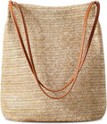 Tavaleu Straw Beach Bags for Women Tote Handbag Shoulder Hobo Bucket Bag | Lightweight, Foldable, PU Straps, Magnetic Closure, Zip Pocket, Reinforced Bottom, Summer Purse, Travel, Vacation, Daily Use by Tavaleu