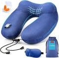 Inflatable Travel Neck Pillow for Airplanes, Super Soft Velvet Neck Support, Adjustable Firmness, Blow Up Plane Pillow for Long Flights, Road Trips, Travel Essentials with Eye Mask, Earplug by UROPHYLLA