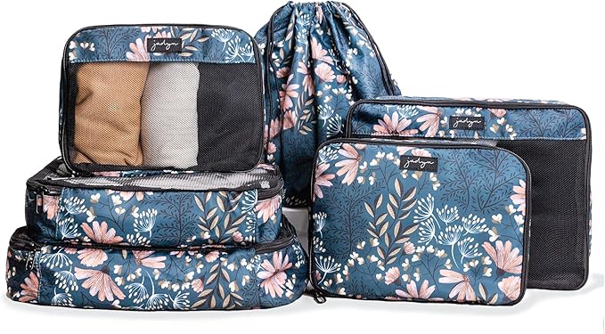 Packing Cubes for Travel, 6-Piece Large Packing Cube Organizer Set for Suitcase, Duffel Bag, Luggage, Multiple Sizes Travel Essentials (Navy Floral) by Jadyn
