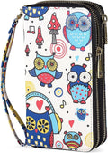 Cellphone Wallet for Women with Wrist Strap, RFID Blocking Credit Card Holder Large Size Clutch Purse, Owl by HAWEE