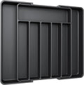 Aujen Silverware Drawer Organizer, Adjustable Utensil Cutlery Tray | Expandable Kitchen Organizer for Forks, Knives, Multipurpose Kitchen Storage , Apartment Essentials, Black, Large by AUJEN