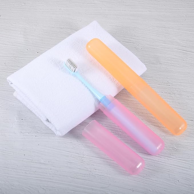 VOCOSTE 2Pcs Travel Toothbrush Case, Pink&Orange | Moisture-Proof Keeps Brush Fresh, Compact for Tight Bags, 2-Pack for Sharing, Essential for Couples - Image 7