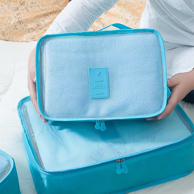 6 Set Packing Cubes for Travel Luggage Packing Bags Reusable Lightweight Suitcase Organizer Cubes Set for Travel Accessories (Sky Blue) - Image 3