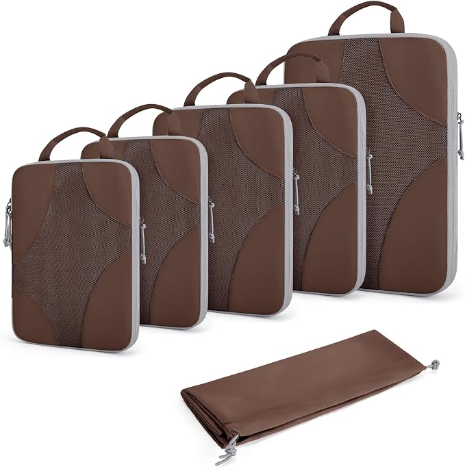 Bagsmart Compression Packing Cubes, Travel Bag Cruise Ship Essentials | Lightweight, Compressible Suitcase Organizer Set fit Standard Carry-On & Checked Luggage, 6 Set, 14 Set Washable Packing Bags by BAGSMART