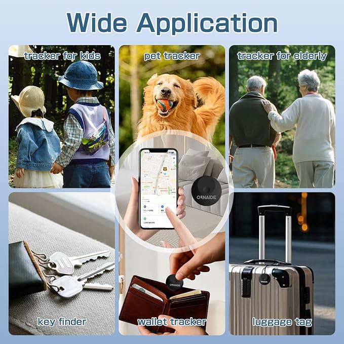 OUNAIDE Air-Tags-2 Pack, Smart Air Tracker Tag, Bluetooth Tracker for Apple Find My (iOS Only), Waterproof Key Finder Tracking Device for Kids Keys Luggage Bags Wallets Pets and More - Black&White - Image 7