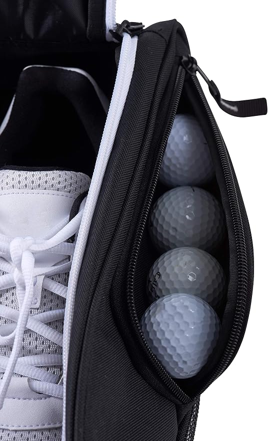 Athletico Golf Shoe Bag - Zippered Shoe Carrier Bags With Ventilation & Outside Pocket for Socks, Tees, etc. Perfect Storage (Black) - Image 8