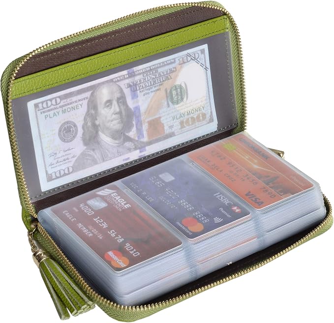 Easyoulife Credit Card Holder Wallet Womens Zipper Leather Case Purse RFID Blocking by Easyoulife