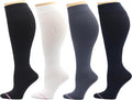 Dr. Motion 4 Pairs Women's Plus Size Wide Calf Compression Knee High Socks Graduated Support by Dr.+Motion