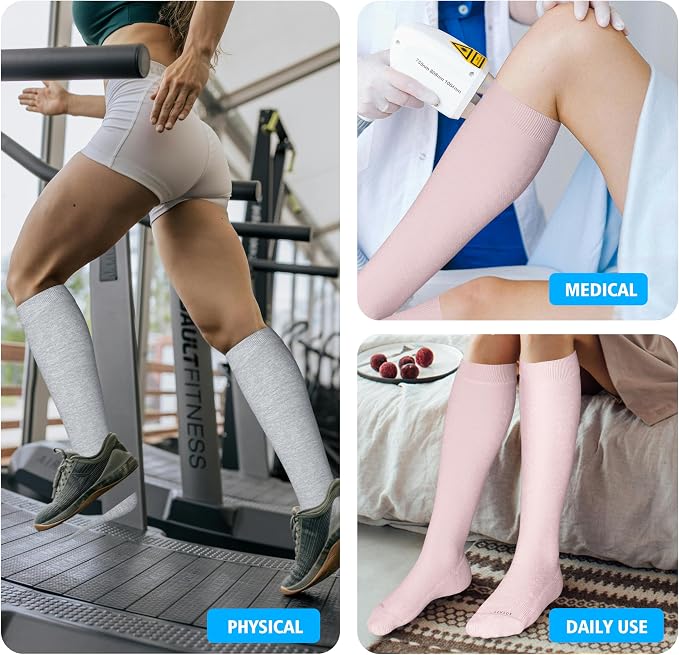 LEVSOX Cotton Compression Socks for Women&Men 20-30mmHg Knee High Cute Support Sock for Nurses Pregnancy Travel - Image 7