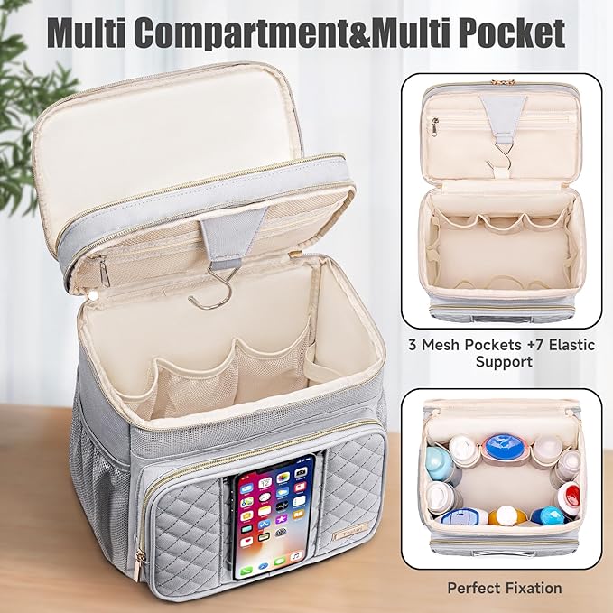 Tealari Large Toiletry Bag for Women Men,Bathroom Bag,Water Resistant Shower Bag,Makeup Bag,Portable Shower Caddy for College Dorm,Hanging Travel Toiletry Bag with Transparent Waterproof Phone Pocket - Image 5