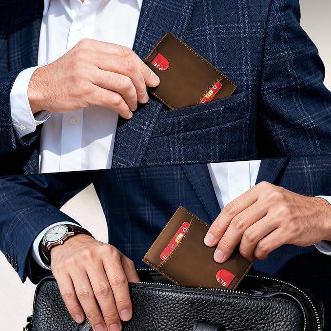 Tipmile Wallet for Men Slim RFID Blocking Credit Card Holder, Minimalist Men Wallets 12 Cards with 2 ID Windows & Cash Slot, Bifold Front Pocket Wallet Gifts for Men - Image 6
