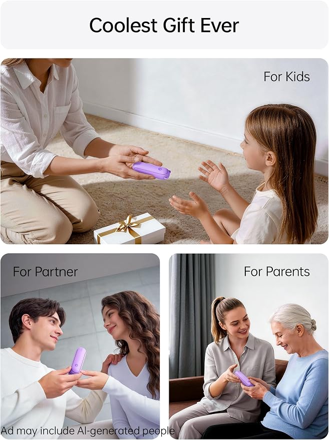 JISULIFE Portable Handheld Fan, 3 In 1-Fan, Power Bank, Flashlight, Purple | Mini Cooling Essential for Outdoor, Small, On-the-Go Pocket Hand Design, 24 Hours, Auto Shut-Off Safety Soft Blade - Image 8
