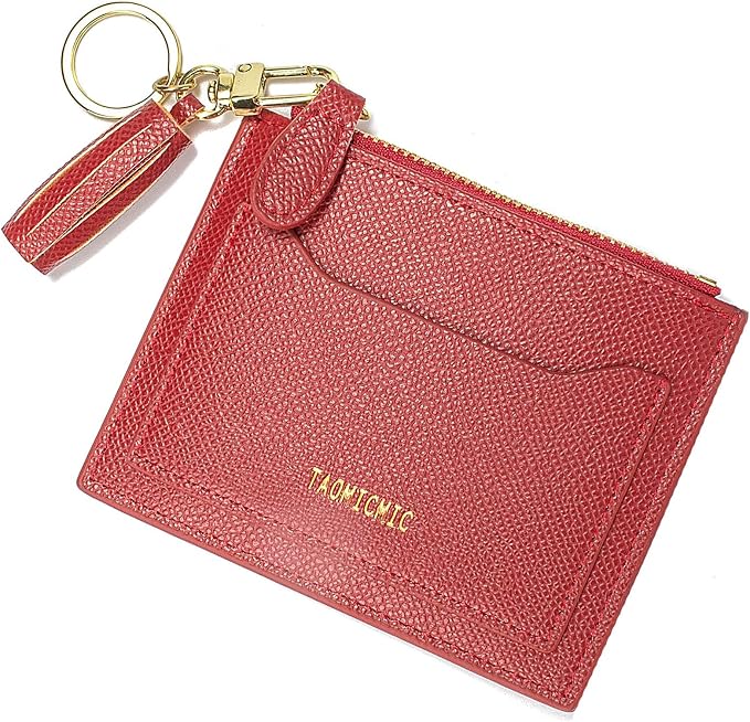 Valentoria Slim RFID Blocking Card Holder Small Pocket Wallet Keychian Zipper Coin Purse Mini Cash & Coin & Cards Case for Women Men | Slim by VALENTORIA