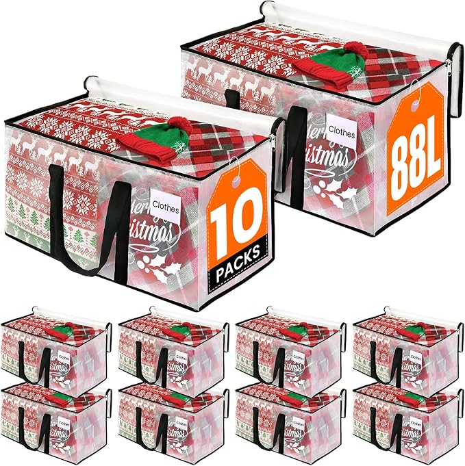 RoomHacks Clear Heavy Duty Extra Large Moving Bags, Reinforced Handle & Double Zipper, Storage Bags Alternative to Moving Box (10 Packs) by RoomHacks