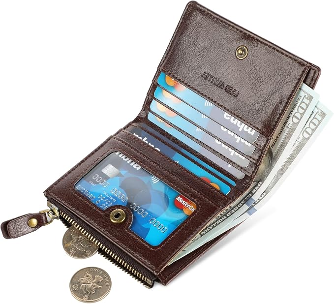 Ultra Thin Small Compact Leather Womens Girls Wallets RFID Blocking Credit Card Holder for Women - Image 2