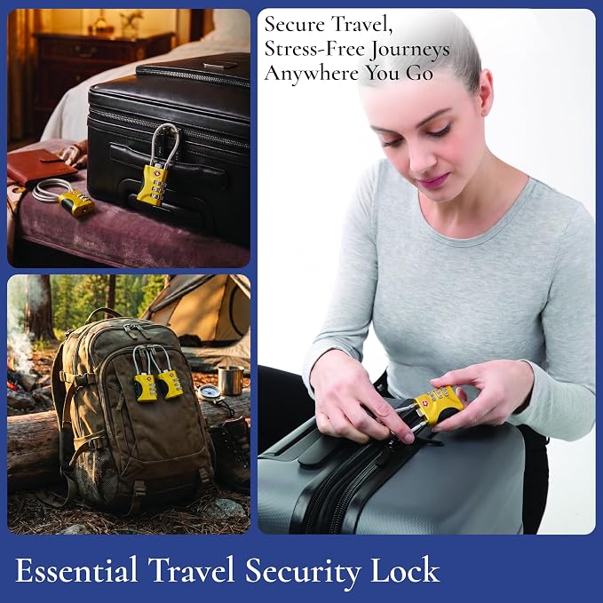 Brookstone Cable Luggage Locks, 2 Pack, TSA Approved, Resettable | 3-Digit Combination Lets You Set Your Own Code, Slim Design Threads Through Zippers or Straps, Great for Bags - Image 5