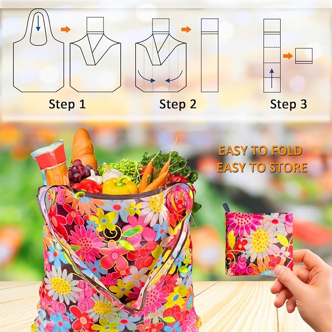 Aesthetic Printed Tote Bags, Lightweight Foldable Reusable Carry Bags, Stylish Personalized Storage Handbags for Travel, Camping, Supermarket & Daily Outdoor Use | foldable & portable - Image 4