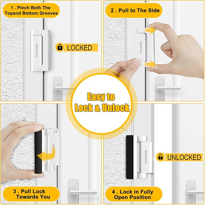 2 Pack Home Security Door Lock, Reinforcement Lock for Kids Safety, White | Withstands 1000 lbs of Impact, Door Lock for Front Door, Defender Door Locks Latch, Inside Door Lock, For Door Security - Image 5