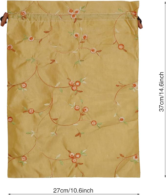 Ouyatoyu 4pcs Embroidered Silk Flower Design Jacquard Travel Bag, Laundry Bags Shoe Bags, Lingerie Bags Underwear Bags for Travel Storage for Men Women Washable Cloth Shoe Bags - Image 3
