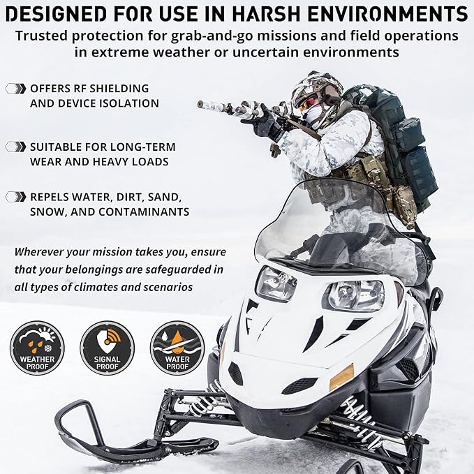 Mission Darkness Dry Shield Faraday Backpack 40L // Waterproof Tactical Bag with MOLLE Webbing and Removable Packs // Signal Blocking Anti-tracking Data Privacy EMP Shield for Electronics - Image 8
