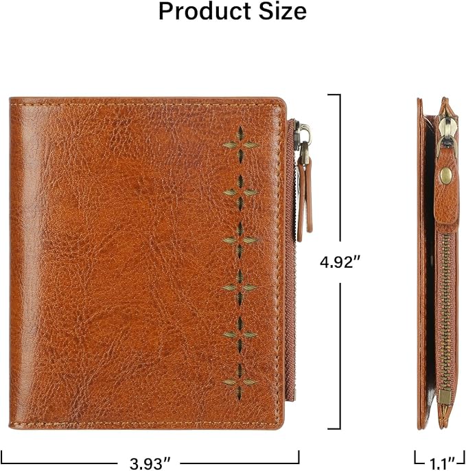 Ultra Thin Small Compact Leather Womens Girls Wallets RFID Blocking Credit Card Holder for Women - Image 4