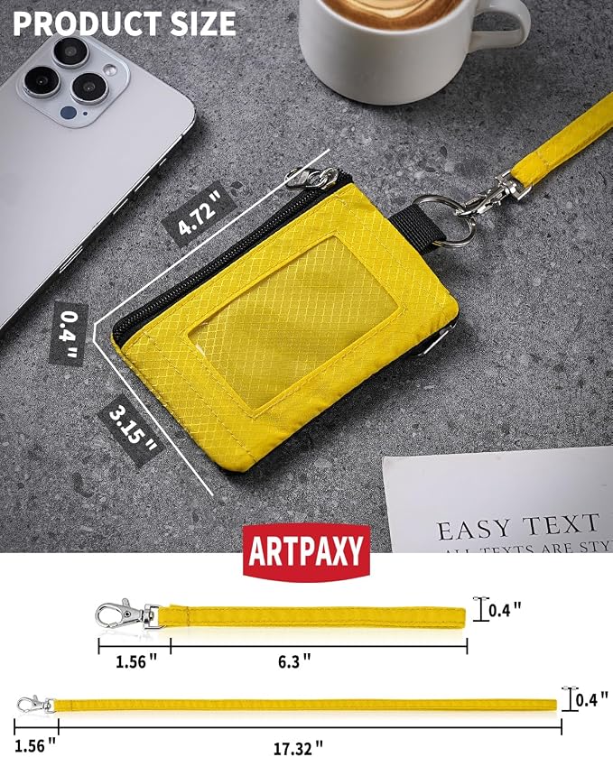 Artpaxy Minimalist Wallet For Mens Womens, Keychain RFID Blocking Zipper Small Wallet with ID Window 2 Lanyards,Water Resistant Travel Cash Card Coin Case Boys Girls - Image 2