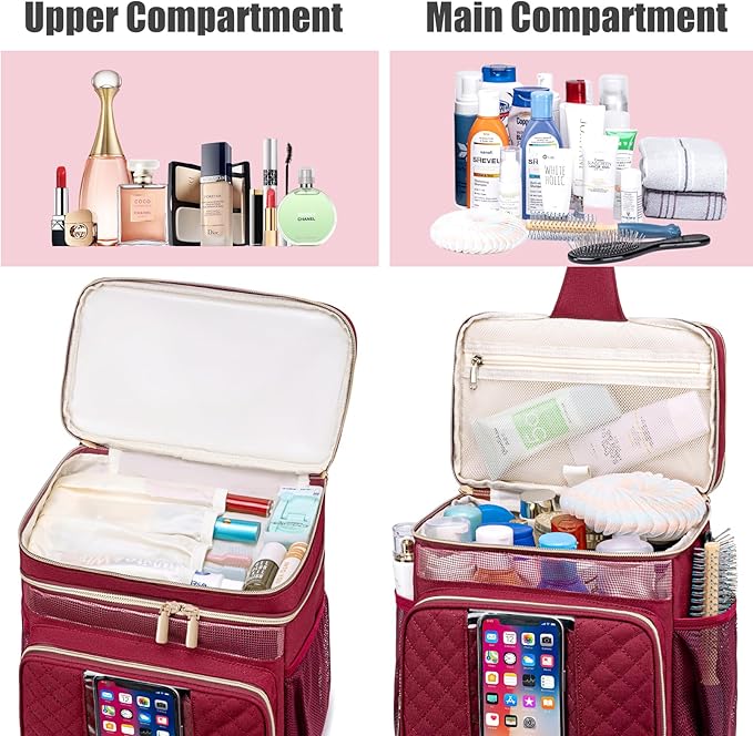 Tealari Large Toiletry Bag for Women Men,Bathroom Bag,Water Resistant Shower Bag,Makeup Bag,Portable Shower Caddy for College Dorm,Hanging Travel Toiletry Bag with Transparent Waterproof Phone Pocket - Image 6