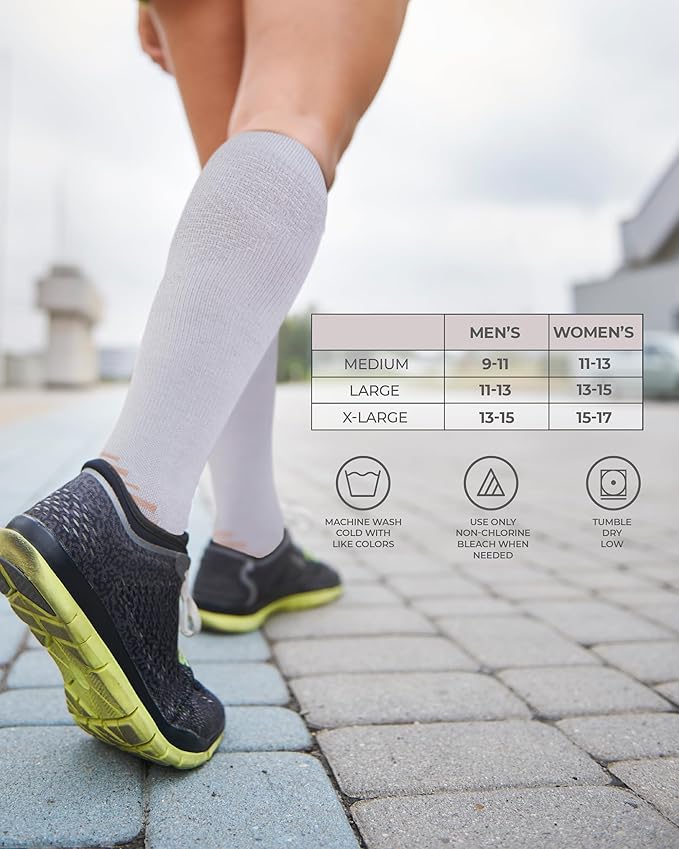 Pembrook 3 Pairs Copper Mens Compression Socks 20-30 mmHg, Running, Hiking, Athletic Cycling, Travel | Circulation Support - Image 6