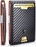 TRAVANDO Money Clip Wallet - RFID Protected Bifold Wallet for Men for 11 Cards - including Gift Box (Carbon & Orange) by TRAVANDOWallets