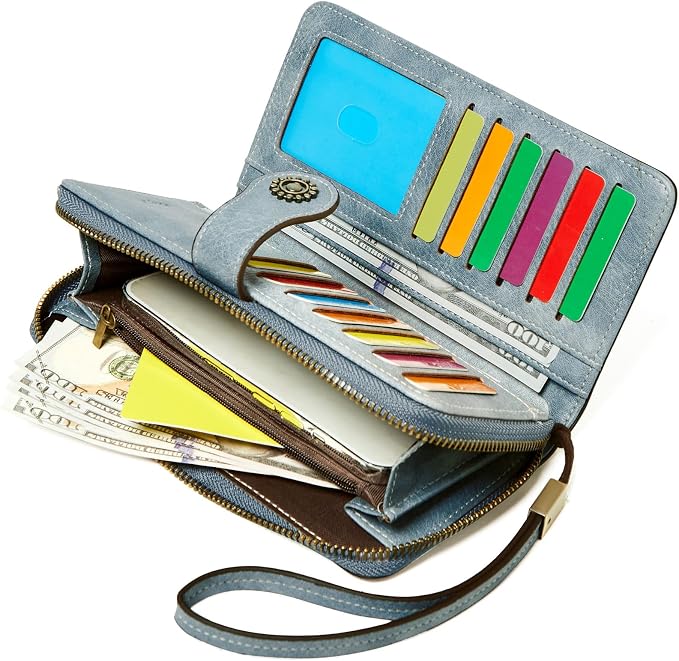 TFKGS Wallet for Women RFID Blocking Leather Large Capacity Card Holder Ladies Phone Clutch Travel Long Purse Wristlet | RFID Blocking - Image 8