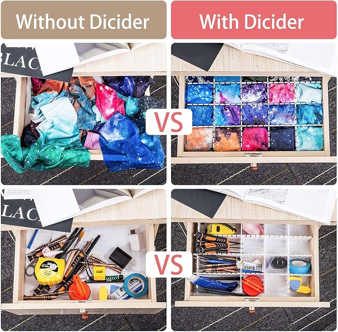 40Pcs Drawer Dividers, Adjustable Drawer Organizer for Socks, Underwear, Makeup, Can Help Tidy Kitchen, Bedroom, Dresser Pink - Image 5
