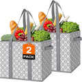 Reusable Grocery Bags 2 Pack, Foldable & Water Resistant Shopping Bags | Large Grocery Tote Bag Water Resistant Shopping Bags Foldable Grocery Bag for Clothes,Shoes and Picnic by WiseLife