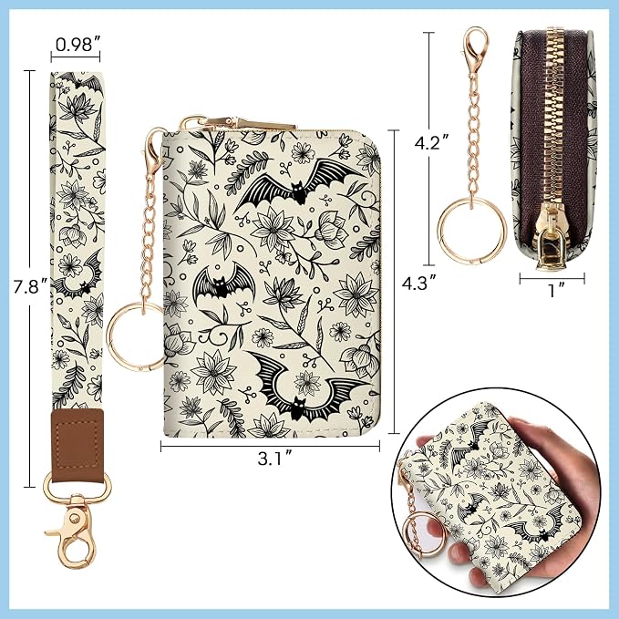 Blusabaca Women Credit Card Holder, Small RFID Wallet with Wristlet Strap | Removable Keychain, Case with Zipper, Vegan PU Leather, Cash Coin Pocket, Business Accordion Purse, Ladies Female Gift - Image 6