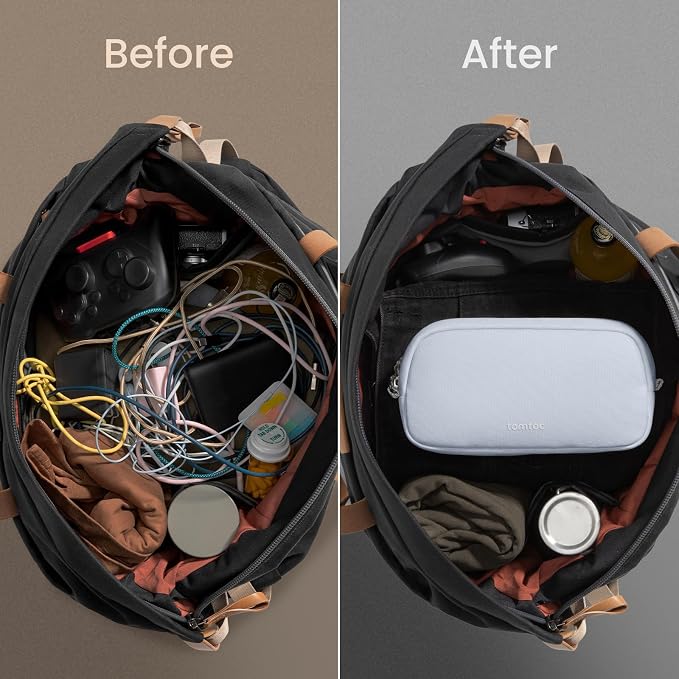 tomtoc Electronics Organizer Travel Case, Cable Organizer for Essentials | Water Resistant Tech Pouch Accessories Travel Bag Carry Storage for Cord, Phone, Cables, Airpods, USB Drive, Daily Items - Image 5