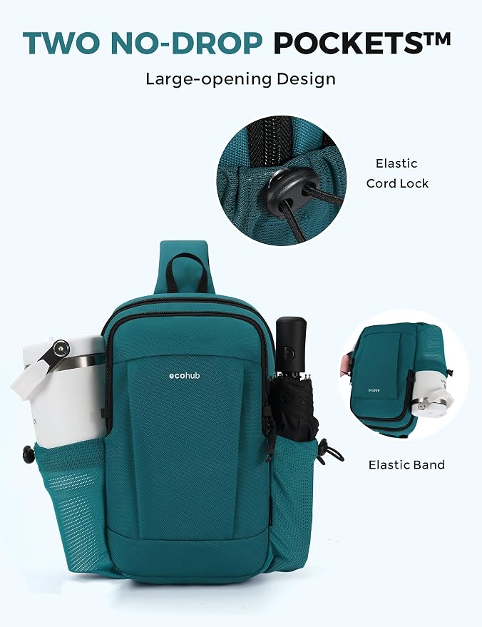 ECOHUB Anti-Theft Crossbody Bag Men Women RFID Blocking Lightweight Sling Backpack Water Resistant for Travel Hiking Outdoor - Image 7