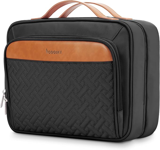 Travel Hanging Toiletry Bag for Women, with Jewelry Organizer Compartment, Medium Waterproof Hanging Makeup Accessories, Cosmetic Essentials, Toiletries Dopp Kit Set with Trolley Belt, Black - Image 8