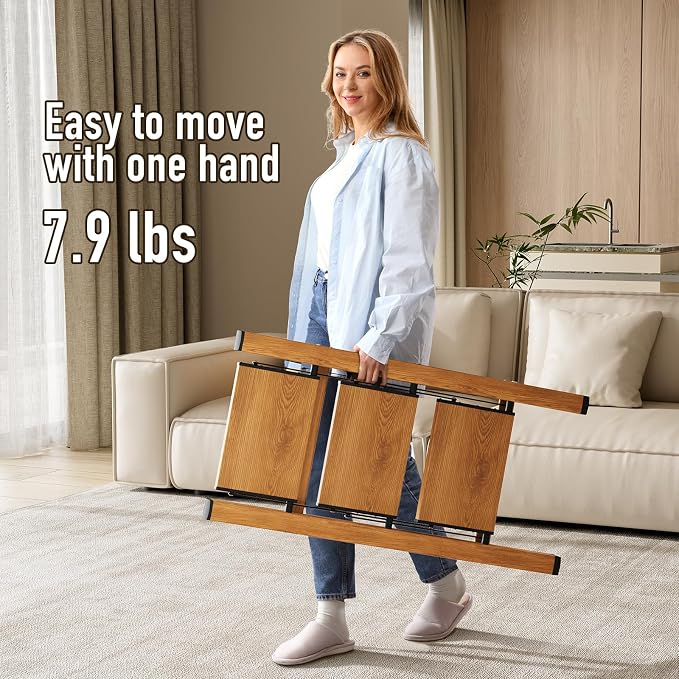 Mayi Plus 3 Step Stool Foldable, Aluminum, Lightweight Step Ladder | Extra-wide anti-slip folding steps with 330 lbs, for home,kitchen,office,outdoor,Woodgrain - Image 5