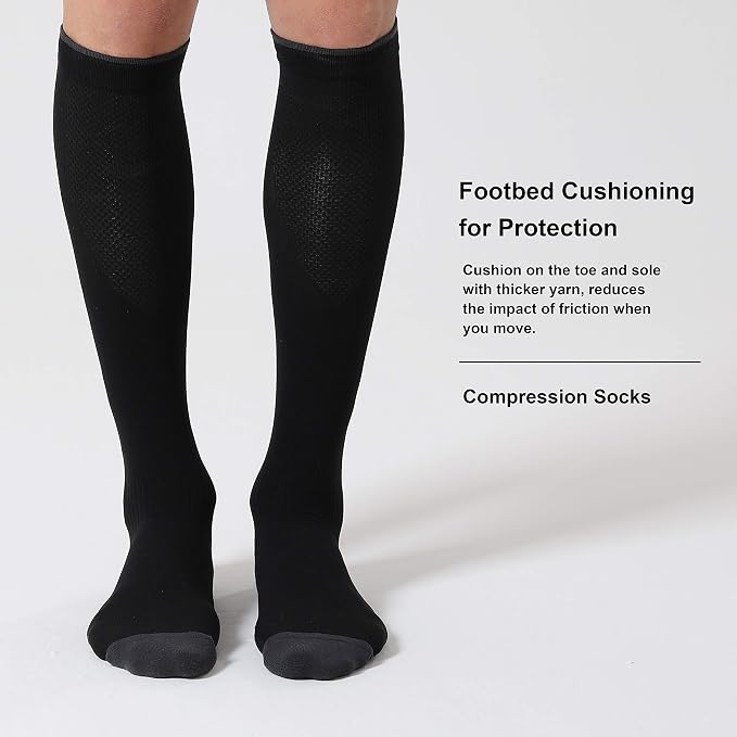 CS CELERSPORT 3/4 Pairs Compression Socks for Men Women Size 6-12 | Knee High Support Socks for Running Nurses Pregnancy Travel Daily Wear - Image 4