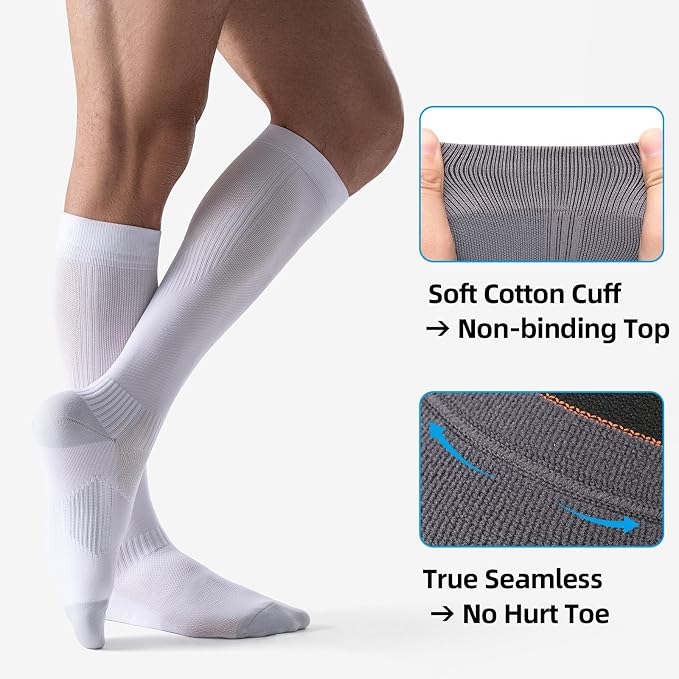 3 Pairs Easy On/Off Compression Socks - 15-20 mmHg Moderate Support Socks with Cushioned Sole and Seamless Toe - Image 3