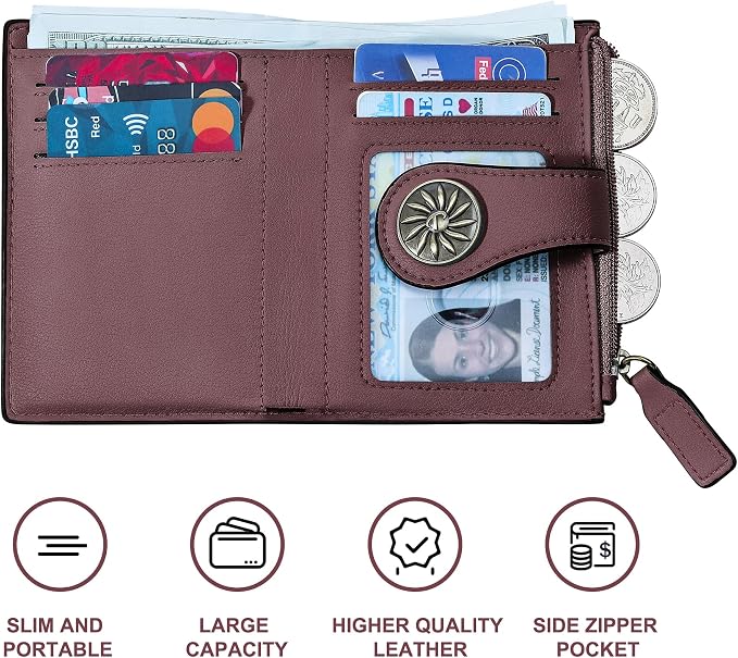 Tipmile Small Wallet for Women Bifold RFID Blocking Card Holder Leather Wallets with Zipper Coin Pocket - Image 5