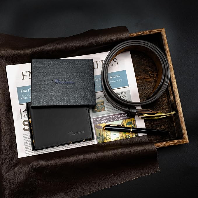 Travelambo Genuine Leather Wallet for Men with Gift Box - Handmade Bifold Stylish - Mens Wallets Rfid Blocking with 2 ID Windows - Image 9