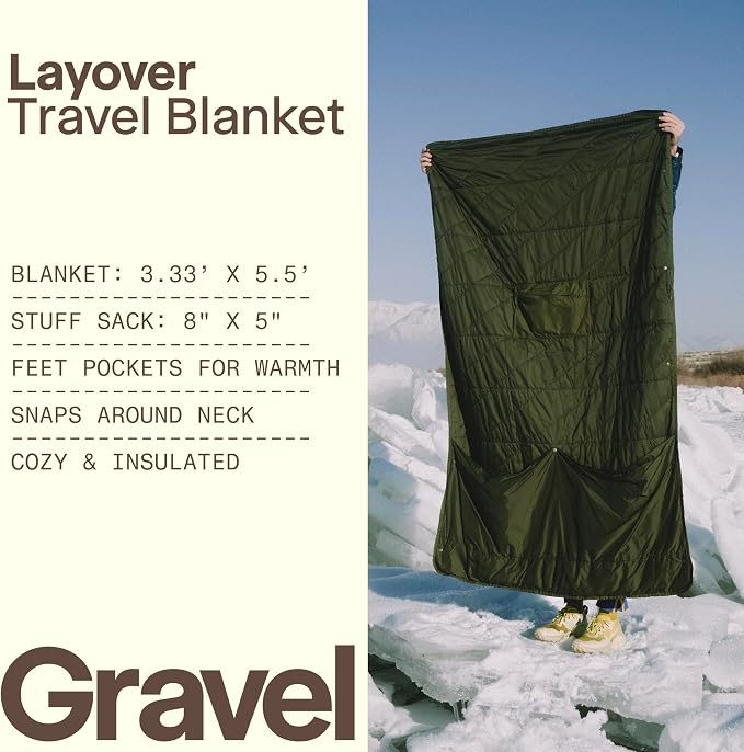 Gravel Layover Travel Blanket – Ultra-Light Compact Blanket for Camping and Outdoor Adventures - Down Alternative Portable Travel Blanket for Layovers & Road Trips (Spruce) - Image 2