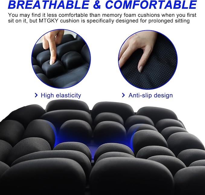 Upgrade Travel Seat Cushion for Airplane,Portable&Adjustable Air Seat Cushion,Coccyx Tailbone Pain Relief Chair Pad,Inflatable Cushion for Wheelchair, Travel,Driving,Office Work - Image 3
