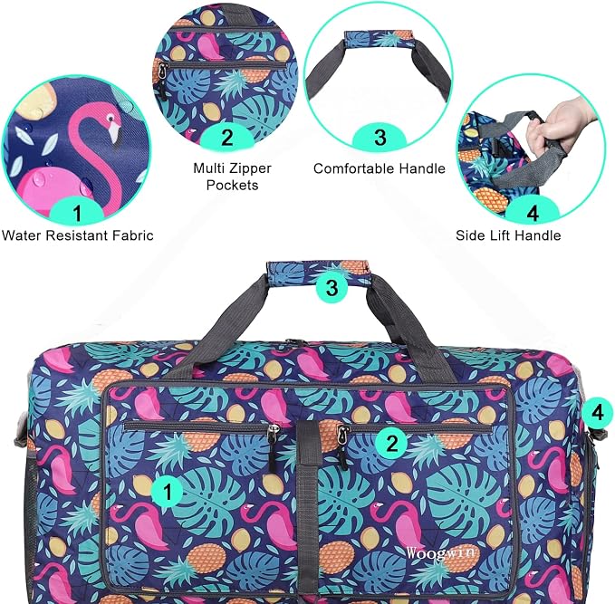 Woogwin Travel Duffel Bag Large Foldable Waterproof Overnight Bag for Beach Swim Bags Pool Sports Gym - Image 4