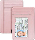 FINTIE Slim Front Pocket Wallet, RFID Blocking Credit Card Holder | Minimalist Card Cases with ID Window for Men Women, Rose Gold by Fintie