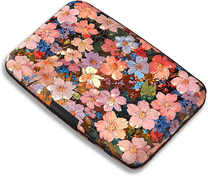 Maicican RFID Blocking Aluminum Credit Card Holder | Slim Metal Wallet for Women & Men, Business Card Case for Travel, Fits Front Pocket, Card holder wallet - Colorful flowers by Maicican