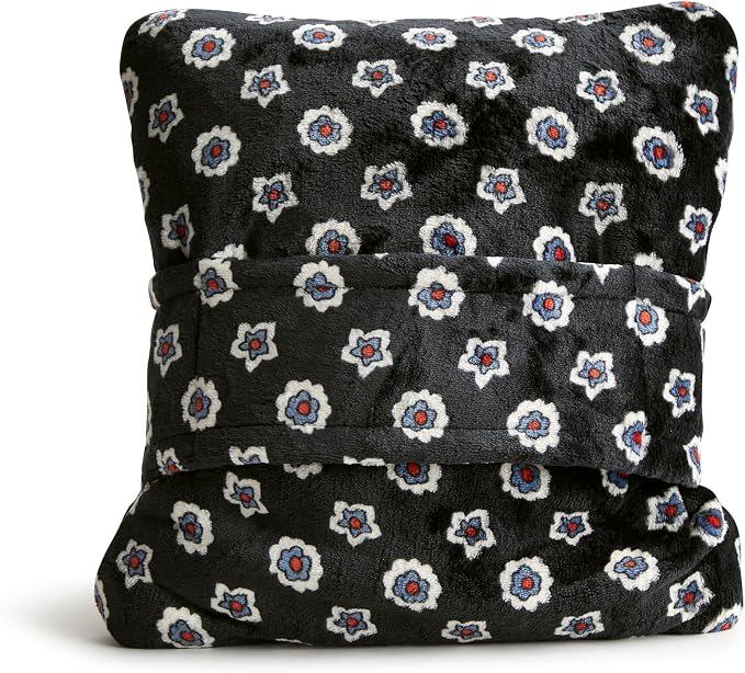 Vera Bradley Women's Fleece Plush Throw Blanket, Mini Flower Dot Black, One Size - Image 3
